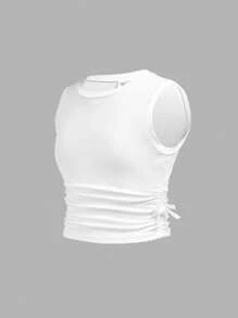 SHEIN Girlism Tween Girl Ruched Knot Side Tank Top