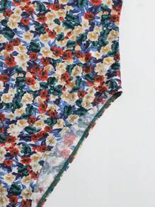 SHEIN Essnce Floral High Cut Cami Bodysuit - Multicolor - View 4