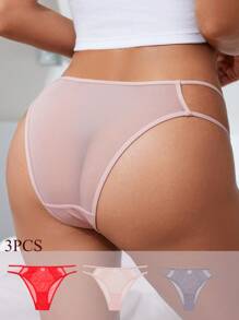Tangas sexis de encaje para mujer (paquete de 3)