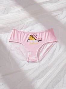 Gudetama X SHEIN Plus Size Comfortable Cartoon And Polka Dot Print Brief