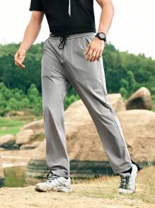 In My Nature Men Solid Color Simple Daily Outdoor Pants - Khaki - View 5