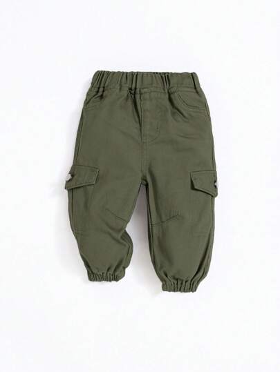 SHEIN Baby Boys' Flap Pocket Cargo Denim Jeans