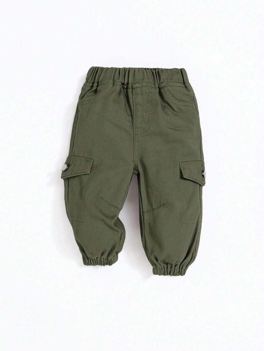 SHEIN Baby Boys' Flap Pocket Cargo Denim Jeans