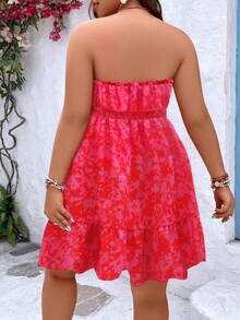 SHEIN Holidaya Plus Size Nữ Kỳ nghỉ hè In hoa Nút trang trí Đầm quây - Nhiều màu - Xem 2