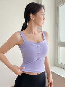 DAZY Simple And Slim-Fit Sports Bra With Chest Pad - Purple - View 6