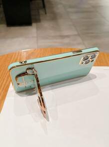 Funda de espejo con soporte para teléfono de 1 pieza con diseño de conejo de color verde manzana y acabado chapado, compatible con iPhone 15/15 Plus/15 Pro/15 Pro Max - verde menta - Ver 4