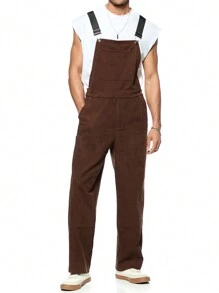 Forever 21 Men's Relaxed Fit Dungarees In Brown - Brown - View 1
