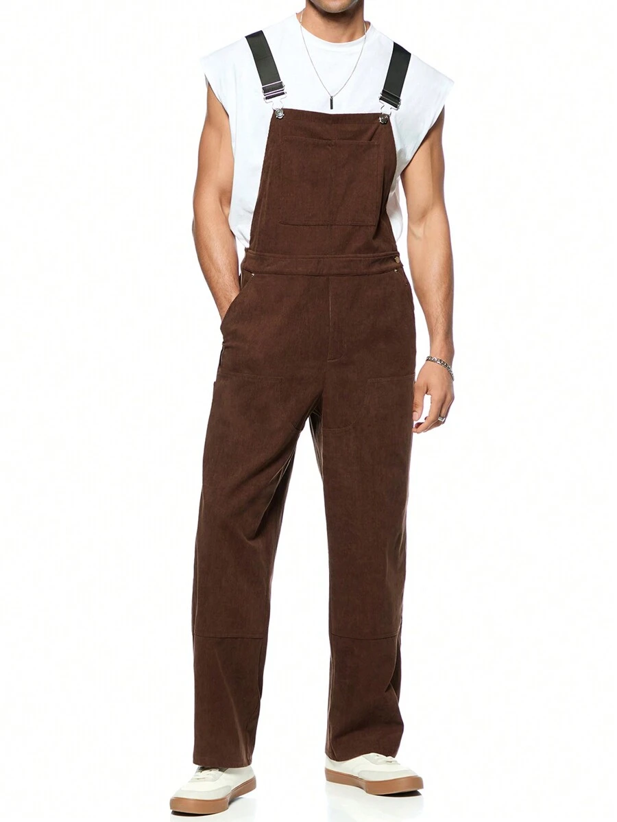 Forever 21 Men's Relaxed Fit Dungarees In Brown - Brown - View 1
