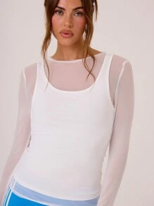 MUSERA Áo dài tay hai lớp, thích hợp cho kỳ nghỉ hè, lễ hội Ibiza, kỳ nghỉ xuân thanh lịch, du lịch. - trắng - Xem 1