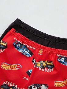 Tenue de pyjama ajustée en trois pièces pour garçon préadolescent : deux shorts imprimés simples avec un Top à manches courtes - Blanc - Voir 6