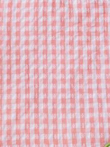 SHEIN Vintaside Kids Bộ áo không tay và quần short vải gingham thêu hoa dễ thương cho bé gái mùa xuân hè - Nhiều màu - Xem 4