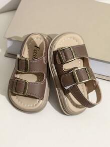 Sandalias planas para niños, zapatos de playa deportivos de verano, suaves, informales y a la moda - Marrón - Ver 4