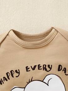 SHEIN Neugeborener Baby Jungen 5 Stücke/Set für den Sommer, niedliches Elefant bedrucktes kurzes Bodysuit und Hose & Hut & Lätzchen & Handschuhe