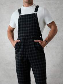 Forever 21 Mannen Vintage losse groene geruite overall