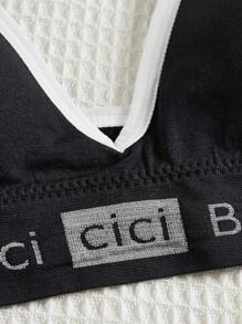 3套女士字母印花胸罩和內褲套裝，運動款式