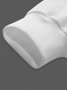 Manfinity Homme Men's Plus Size Loose Fit Floral Printed Round Neck Drop Shoulder Long Sleeve Casual Sweatshirt, Spring And Autumn - White - View 4