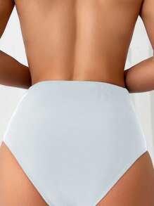 SHEIN Swim Women's Solid Color Minimalist Bikini Bottoms For Vacation,Summer Beach