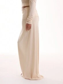 MUSERA Ladies' Solid Color Simple Daily Skirt Spring Summer