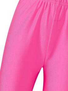 Shorts de Motociclista Casuais Rosa para Meninas Pré-Adolescentes com Design Justo