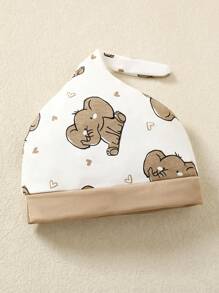 SHEIN Neugeborener Baby Jungen 5 Stücke/Set für den Sommer, niedliches Elefant bedrucktes kurzes Bodysuit und Hose & Hut & Lätzchen & Handschuhe