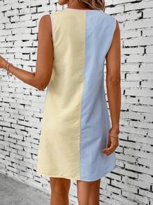 SHEIN LUNE Summer Casual Colorful Striped Patchwork Short Women Dress For Mother Day Vacation - متعدد الألوان - مشاهدة 2