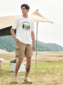 In My Nature Men Round Neck Letter And Graphic Print Short Sleeve T-Shirt For Summer Outdoor - White - View 7