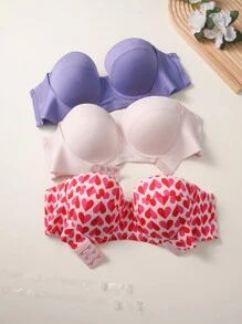 Women Underwire Strapless Bras, Pack Of 3