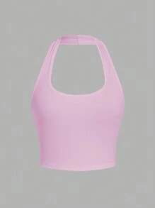 SHEIN Essnce 6pcs/Pack Solid Color Casual Crop Tank Top For Women, Versatile Short Style Suitable For Summer - Multicolor - View 4