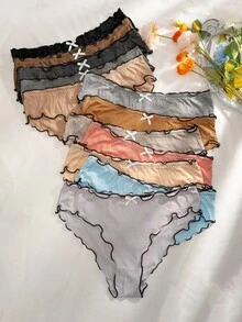 大碼三角褲，帶荷葉邊（12入/包） - 彩色 - 查看 4