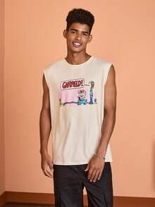 GARFIELD | SHEIN 夏季男女通用单件休闲卡通人物和字母印花背心