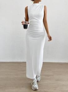 SHEIN EZwear 女士純色百褶裙 - 白色 - 查看 3