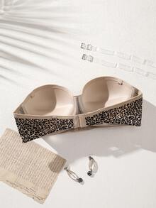 SHEIN Women Front Closure Leopard Print Bra With Molded Cups, Numeric Sizing