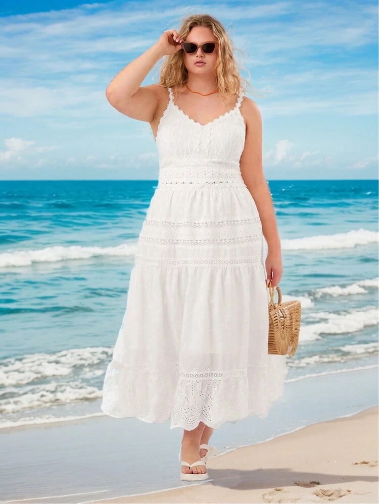 Plus Size Women Lace Beach Vacation Camisole Top For Summer