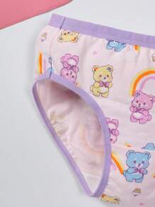 Young Girl Cute Rabbit Printed Cotton Panties, 6 Packs - Multicolor - View 5