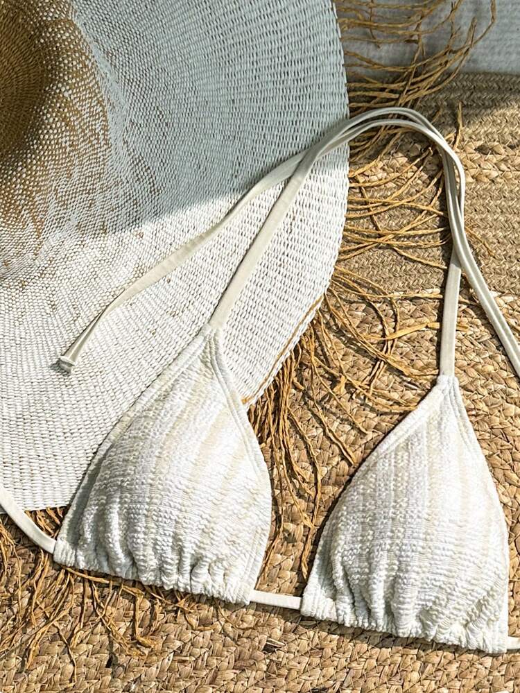 Women Fashionable Simple Style Vacation Bikini Swimwear Set,Summer Beach