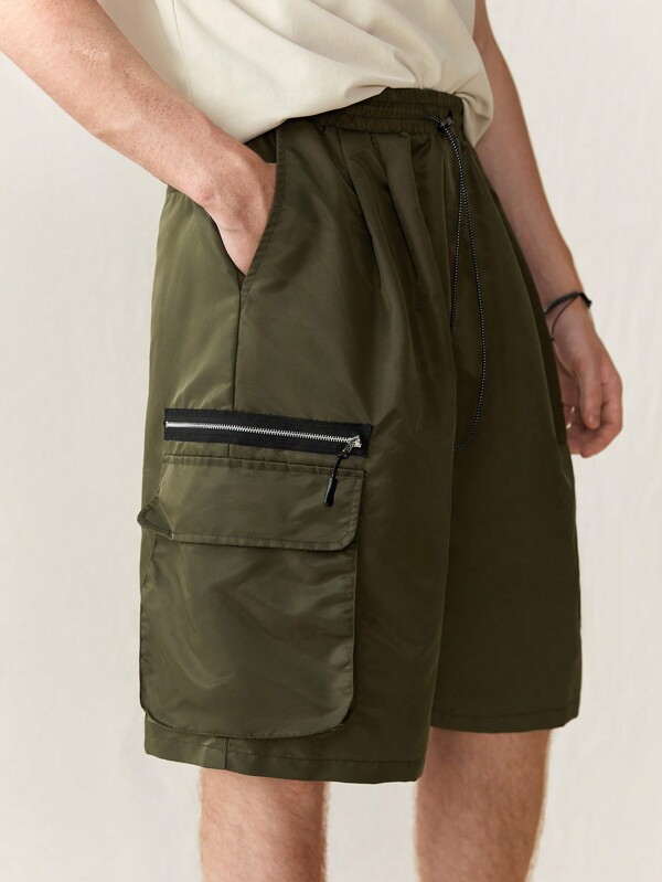 Manfinity VCAY Shorts casuales tejidos con diseño de bolsillo, perfectos para uso diario