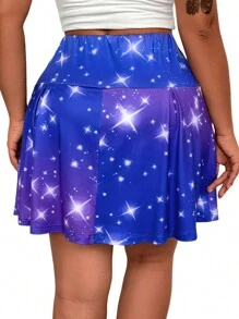 SHEIN LUNE Plus Size Nữ Màu Sắc Sáng Bóng Skort Thường Ngày - Nhiều màu - Xem 2