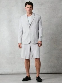 Forever 21 Men's Oversized Simple Lapel Neck Button Up Blazer - Light Grey - View 3