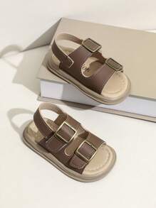 Sandalias planas para niños, zapatos de playa deportivos de verano, suaves, informales y a la moda - Marrón - Ver 1
