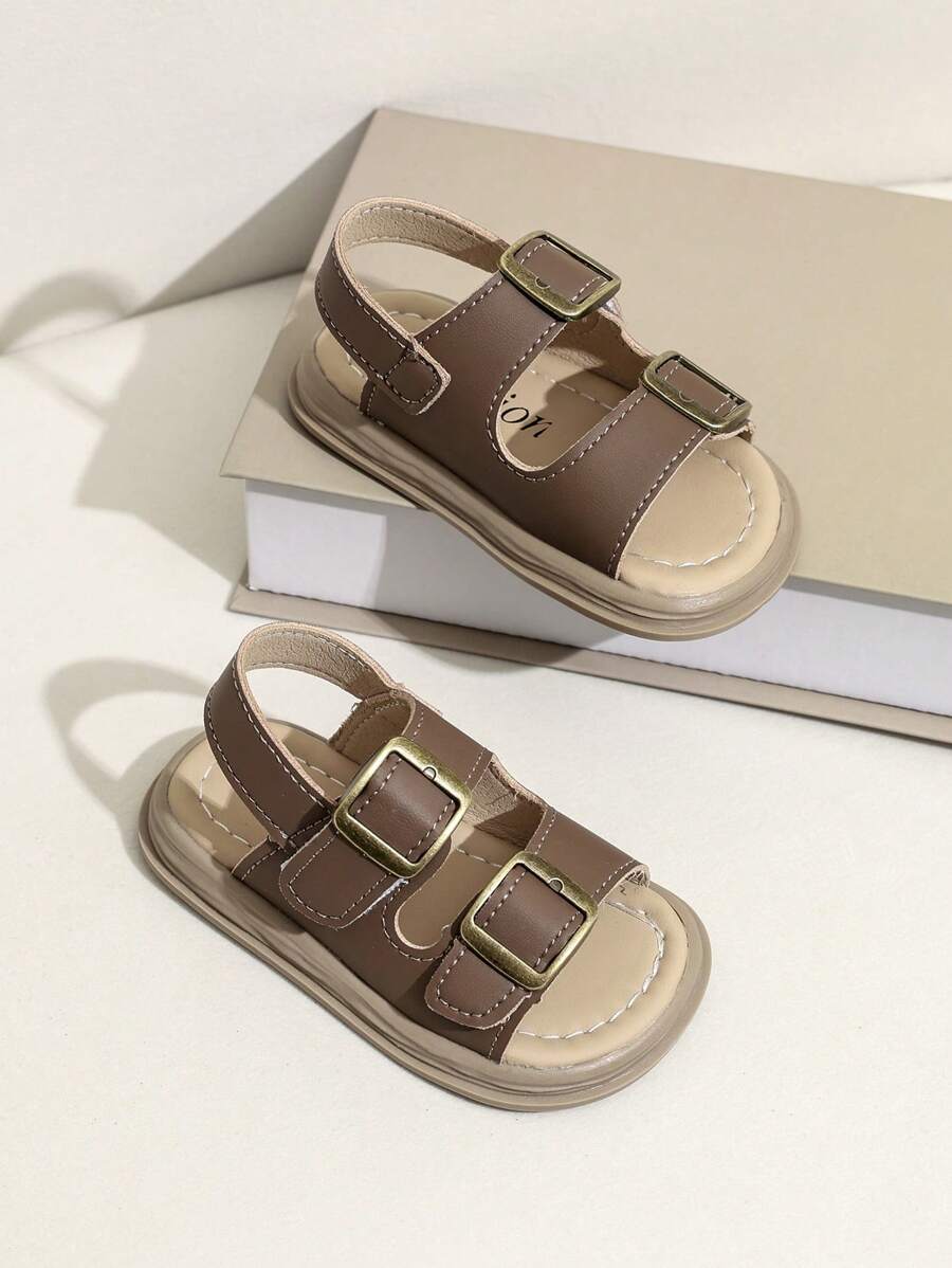 Sandalias planas para niños, zapatos de playa deportivos de verano, suaves, informales y a la moda - Marrón - Ver 1