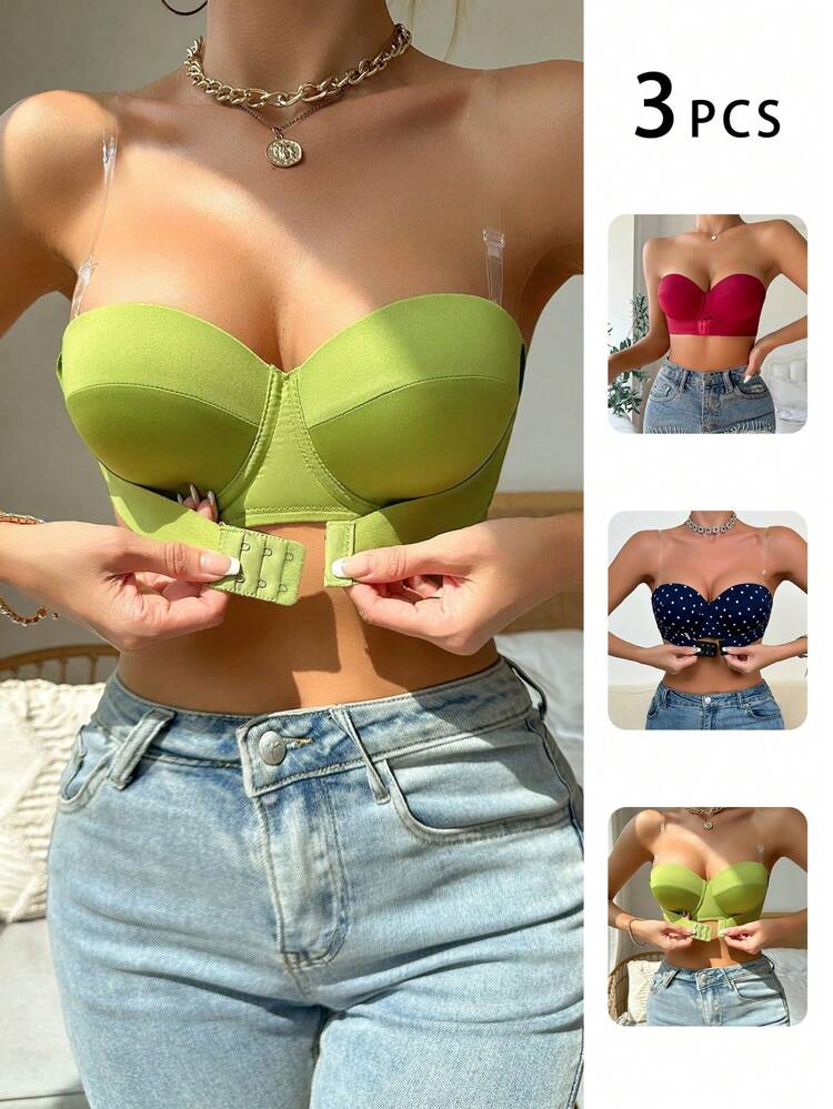 Women's Padded Underwire Strapless Bra, 3-Pack