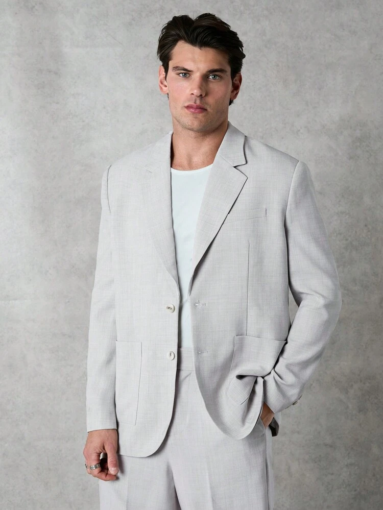Men's Oversized Simple Lapel Neck Button Up Blazer