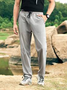 In My Nature Men Solid Color Simple Daily Outdoor Pants - Khaki - View 8