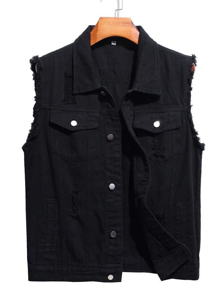 Men s Plain Sleeveless Denim Jacket For Daily Wear