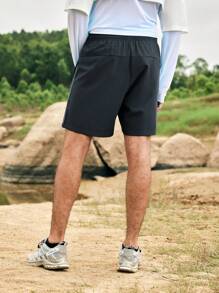 In My Nature Men's Solid Color Simple Outdoor Casual Shorts - Dark Grey - View 2