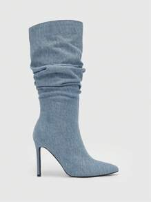CUCCOO SZL Damen Spitzschuh Stiletto Absatz Slouch Stiefel, modische Stoff Modestiefel für Sommerhochzeitsabsätze, Abschlussballabsätze, Urlaubsschuhe, Partyschuhe, modischer, eleganter Stil, Weihnachts-Disco-Party, Herbst, Neujahr, Valentinstag