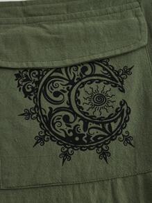 ROMWE Hippie Casual Positioning Printed Jumpsuit With Suspenders