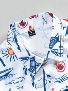 Manfinity RSRT Men Short Sleeve Button Down Casual Vacation Floral Graphic Printed Collar Shirt For Summer