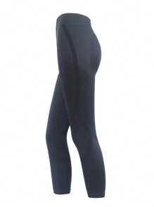 SHEIN Tween Girls' Seamless Sports Wear Peach Hip Leggings For Outdoor Sports, Fitness, Motorcycle Clothing, Yoga, Aerobics - Black - View 1