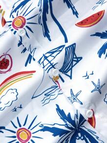Manfinity RSRT Men Short Sleeve Button Down Casual Vacation Floral Graphic Printed Collar Shirt For Summer